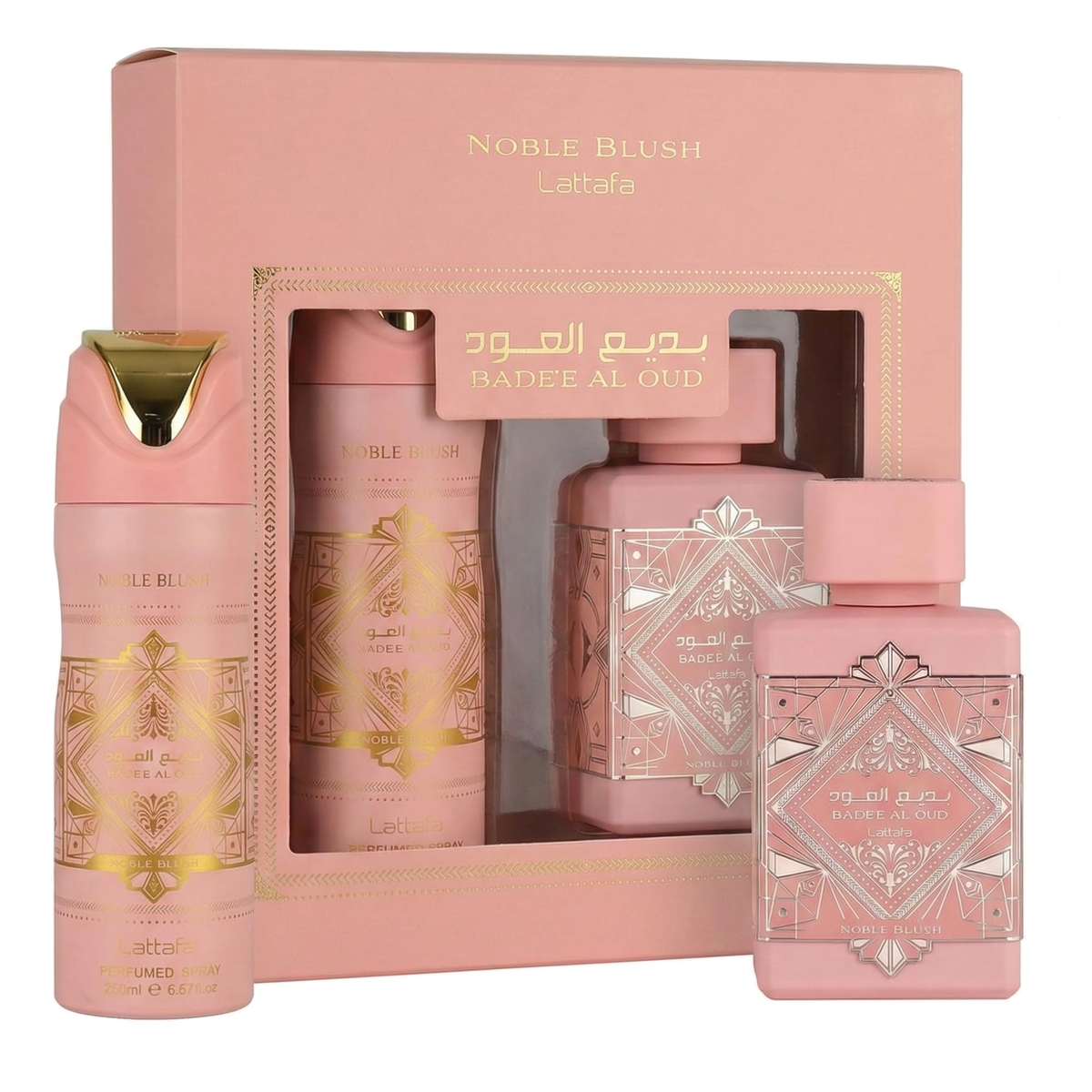 Badee Al Oud Noble Blush by Lattafa 100ml EDP 2pc Gift Set - Perfume NZ is the leading wholesale distributor of brand name perfumes and fragrances in New Zealand.